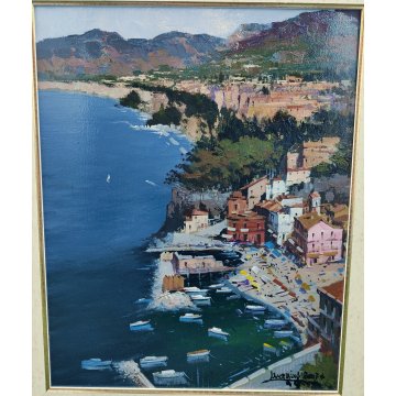 QUADRO DIPINTO OLIO TELA Luciano Lutring 2007 PAESAGGIO MARINA Golfo Sorrento