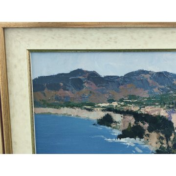 QUADRO DIPINTO OLIO TELA Luciano Lutring 2007 PAESAGGIO MARINA Golfo Sorrento
