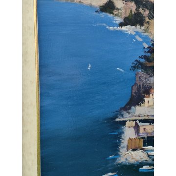 QUADRO DIPINTO OLIO TELA Luciano Lutring 2007 PAESAGGIO MARINA Golfo Sorrento