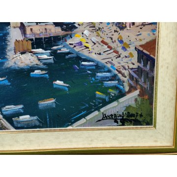 QUADRO DIPINTO OLIO TELA Luciano Lutring 2007 PAESAGGIO MARINA Golfo Sorrento