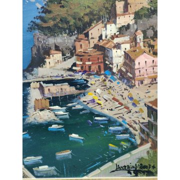 QUADRO DIPINTO OLIO TELA Luciano Lutring 2007 PAESAGGIO MARINA Golfo Sorrento