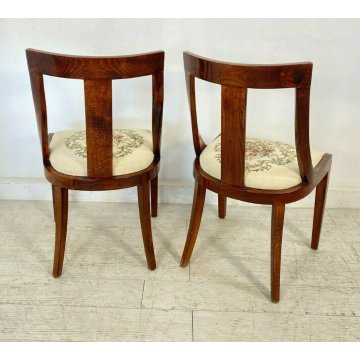 ANTICA COPPIA SEDIE POLTRONE CARLO X INTARSIATE IMPIALLACCIATE LEGNO MASSELLO