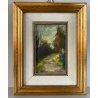 ANTICO PICCOLO QUADRO DIPINTO OLIO su RAME M. Fumagalli VEDUTA SENTIERO MONTAGNA