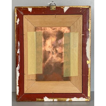 ANTICO PICCOLO QUADRO DIPINTO OLIO su RAME M. Fumagalli VEDUTA SENTIERO MONTAGNA