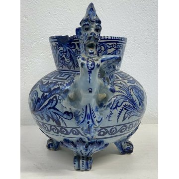 ANTICO VASO CERAMICA BIANSATO MADE IN ITALY CACHE-POT PORTA FIORI FINE 1800 OLD 