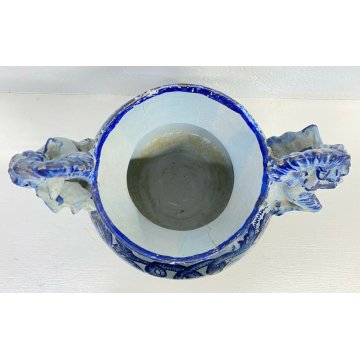 ANTICO VASO CERAMICA BIANSATO MADE IN ITALY CACHE-POT PORTA FIORI FINE 1800 OLD 