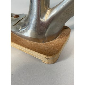 ANTICA SCULTURA LIBERTY METALLO CROMATO NUDO FIGURA FEMMINILE  MEZZA LUNA '800