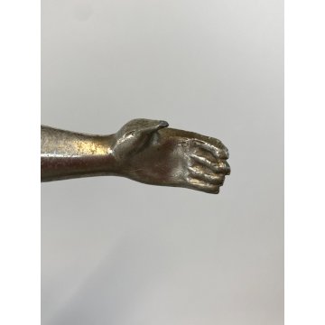 ANTICA SCULTURA LIBERTY METALLO CROMATO NUDO FIGURA FEMMINILE  MEZZA LUNA '800