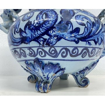 ANTICO VASO CERAMICA BIANSATO MADE IN ITALY CACHE-POT PORTA FIORI FINE 1800 OLD 