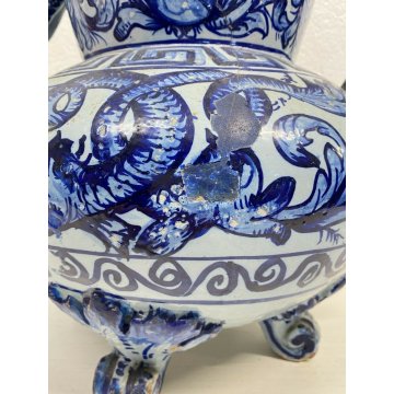 ANTICO VASO CERAMICA BIANSATO MADE IN ITALY CACHE-POT PORTA FIORI FINE 1800 OLD 