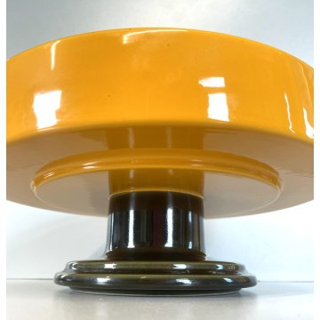 ALZATA West Germany POTTERY MID CENTURY MODERN CERAMICA SMALTO GIALLO VERDE ø 24