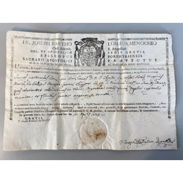 ANTICA AUTENTICA di RELIQUIA BOLLA STAMPATA SIGILLO ROMA 10 Aprile 1804