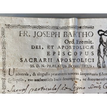 ANTICA AUTENTICA di RELIQUIA BOLLA STAMPATA SIGILLO ROMA 10 Aprile 1804