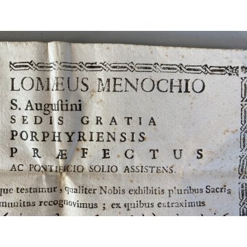 ANTICA AUTENTICA di RELIQUIA BOLLA STAMPATA SIGILLO ROMA 10 Aprile 1804
