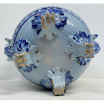 ANTICO VASO CERAMICA BIANSATO MADE IN ITALY CACHE-POT PORTA FIORI FINE 1800 OLD 