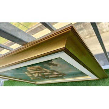 QUADRO DIPINTO OLIO TELA Luciano Lutring 1993 PAESAGGIO MARINA Velieri sul Mare