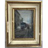 PICCOLO DIPINTO OLIO Giuseppe Solenghi PAESAGGIO URBANO Milano TRENO PIOGGIA 900