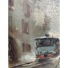 PICCOLO DIPINTO OLIO Giuseppe Solenghi PAESAGGIO URBANO Milano TRENO PIOGGIA 900