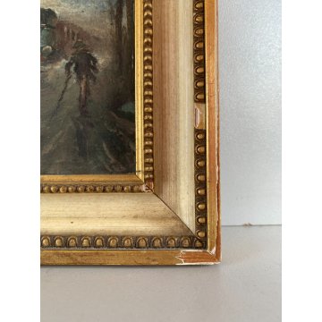 PICCOLO DIPINTO OLIO Giuseppe Solenghi PAESAGGIO URBANO Milano TRENO PIOGGIA 900
