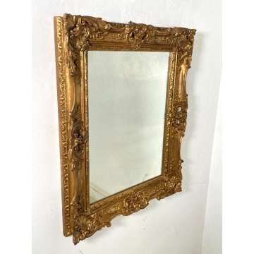 ANTICA SPECCHIERA DORATA BAROCCA vertic/orizz EPOCA 1900 SPECCHIO CORNICE LEGNO