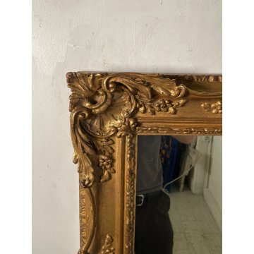 ANTICA SPECCHIERA DORATA BAROCCA vertic/orizz EPOCA 1900 SPECCHIO CORNICE LEGNO