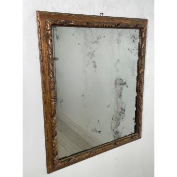 ANTICA SPECCHIERA BAROCCA epoca 1800 OLD SPECCHIO CORNICE LEGNO DORATA 68X80 cm