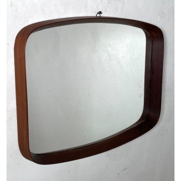 PICCOLA SPECCHIERA OVALE VINTAGE ANNI 70 LEGNO SPECCHIO PARETE MIRROR