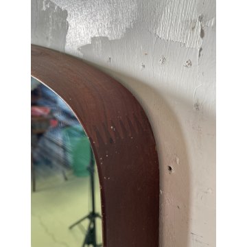 PICCOLA SPECCHIERA OVALE VINTAGE ANNI 70 LEGNO SPECCHIO PARETE MIRROR