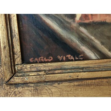 ANTICO QUADRO DIPINTO OLIO TAVOLA C. Vitale GRAZIA RICEVUTA Natura Morta XX sec.