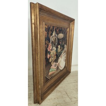 ANTICO QUADRO DIPINTO OLIO TAVOLA C. Vitale GRAZIA RICEVUTA Natura Morta XX sec.