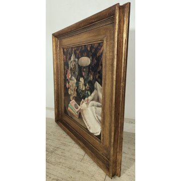 ANTICO QUADRO DIPINTO OLIO TAVOLA C. Vitale GRAZIA RICEVUTA Natura Morta XX sec.