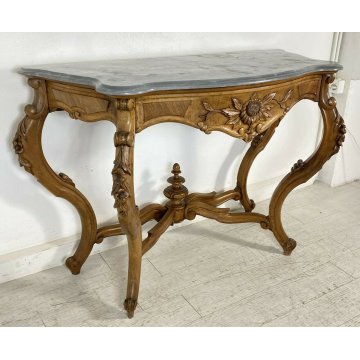 ANTICA CONSOLLE LUIGI FILIPPO MARMO LEGNO NOCE 1800 MADE IN ITALY TAVOLO EPOCA 