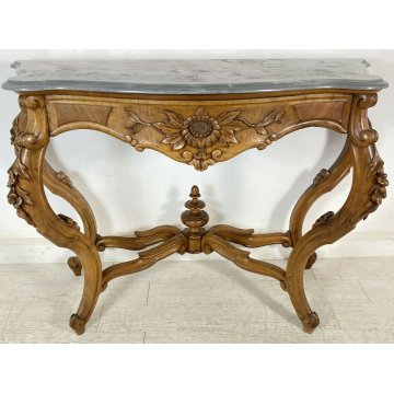 ANTICA CONSOLLE LUIGI FILIPPO MARMO LEGNO NOCE 1800 MADE IN ITALY TAVOLO EPOCA 