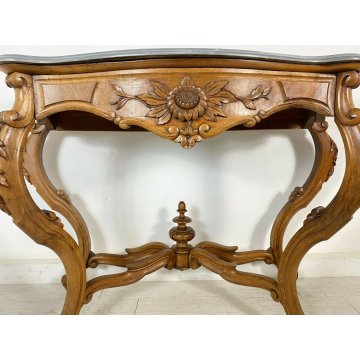 ANTICA CONSOLLE LUIGI FILIPPO MARMO LEGNO NOCE 1800 MADE IN ITALY TAVOLO EPOCA 