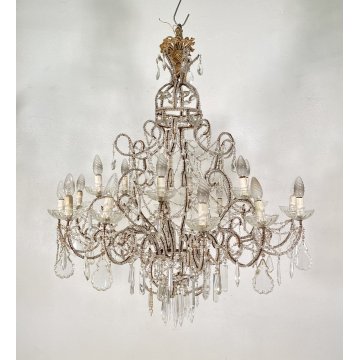 LAMPADARIO SOFFITTO LIBERTY MARIA TERESA VETRO PRIM 1900 GOCCE GLASS LAMP