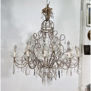 LAMPADARIO SOFFITTO LIBERTY MARIA TERESA VETRO PRIM 1900 GOCCE GLASS LAMP