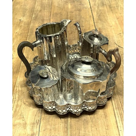 SET Caffè Tè 5 Pz Royal Sheffield ROYAL FAMILY SILVERPLATED STILE VITTORIANO 900