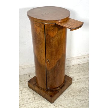 ANTICO COMODINO IMPERO COLONNA LEGNO NOCE RADICA epoca '900 ANTA RIPIANI