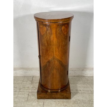 ANTICO COMODINO IMPERO COLONNA LEGNO NOCE RADICA epoca '900 ANTA RIPIANI