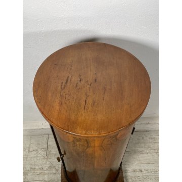 ANTICO COMODINO IMPERO COLONNA LEGNO NOCE RADICA epoca '900 ANTA RIPIANI