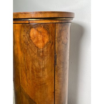 ANTICO COMODINO IMPERO COLONNA LEGNO NOCE RADICA epoca '900 ANTA RIPIANI