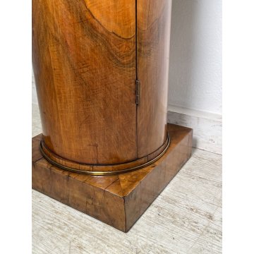 ANTICO COMODINO IMPERO COLONNA LEGNO NOCE RADICA epoca '900 ANTA RIPIANI