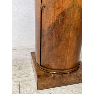 ANTICO COMODINO IMPERO COLONNA LEGNO NOCE RADICA epoca '900 ANTA RIPIANI