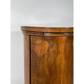 ANTICO COMODINO IMPERO COLONNA LEGNO NOCE RADICA epoca '900 ANTA RIPIANI