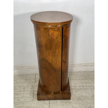 ANTICO COMODINO IMPERO COLONNA LEGNO NOCE RADICA epoca '900 ANTA RIPIANI