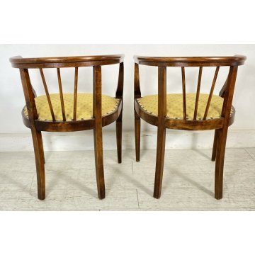 ANTICA COPPIA POLTRONA POZZETTO POLTRONCINE SEDIE LEGNO NOCE 1800 EPOCA BAMBINO 