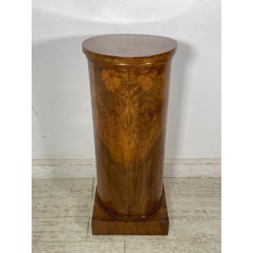 ANTICO COMODINO IMPERO COLONNA LEGNO NOCE RADICA epoca '900 ANTA RIPIANI