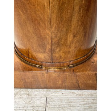 ANTICO COMODINO IMPERO COLONNA LEGNO NOCE RADICA epoca '900 ANTA RIPIANI