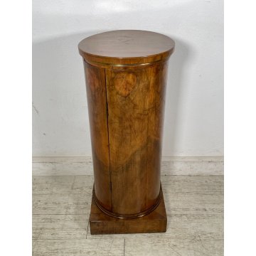 ANTICO COMODINO IMPERO COLONNA LEGNO NOCE RADICA epoca '900 ANTA RIPIANI