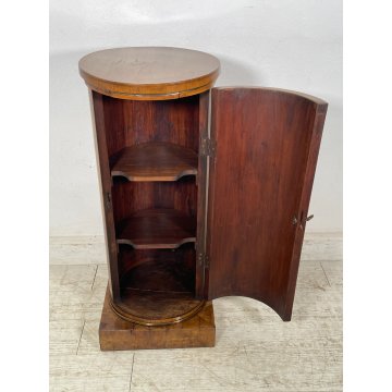 ANTICO COMODINO IMPERO COLONNA LEGNO NOCE RADICA epoca '900 ANTA RIPIANI